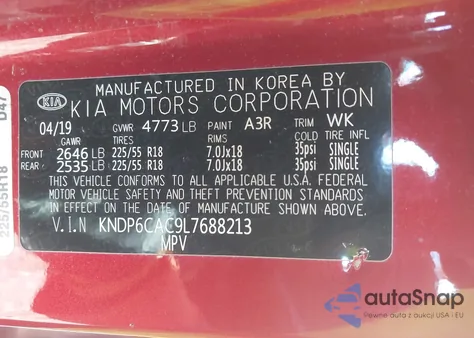 2020 Kia Sportage S из США, поврежденный, VIN KNDP6CAC9L7688213